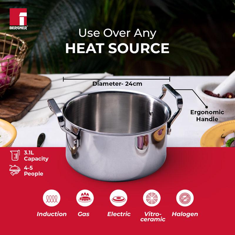 Bergner Induction Safe Cooking Pot With Lid - 5500 mL media 3