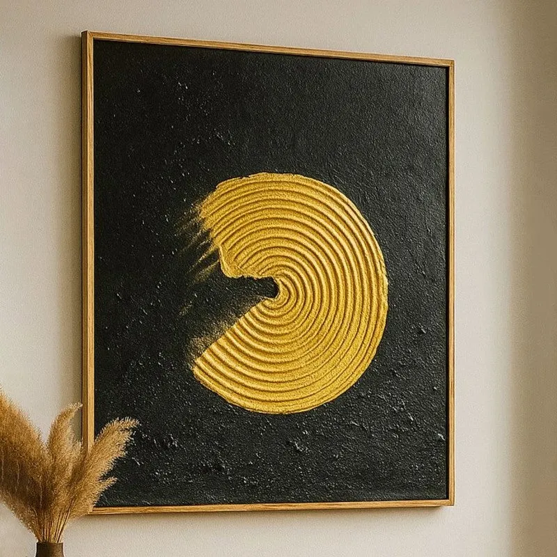 Golden Orbit Handmade Canvas Wall Painting media 9