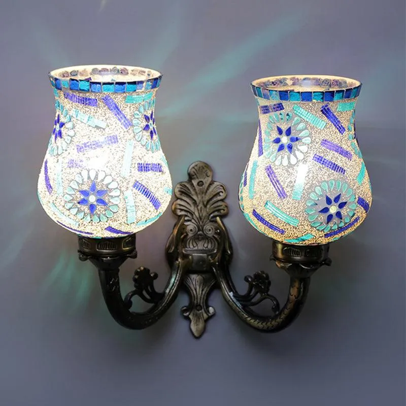 Tara Twinner Mosaic Glass & Metal Wall Lamp media 1