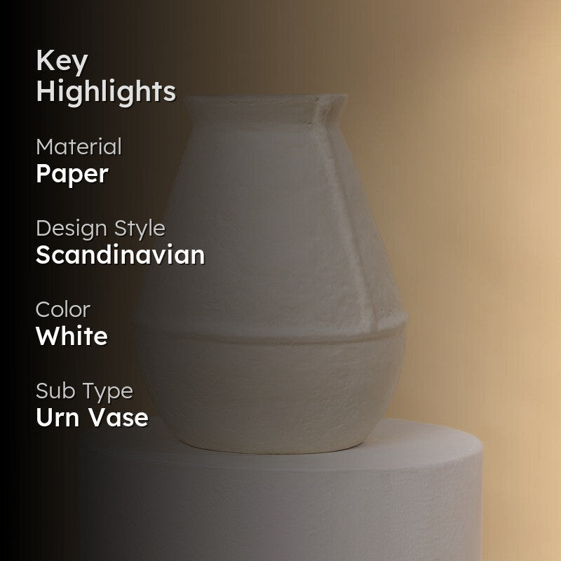 Fig Living Paper Mache Vase - 004 (Off- White) media 2