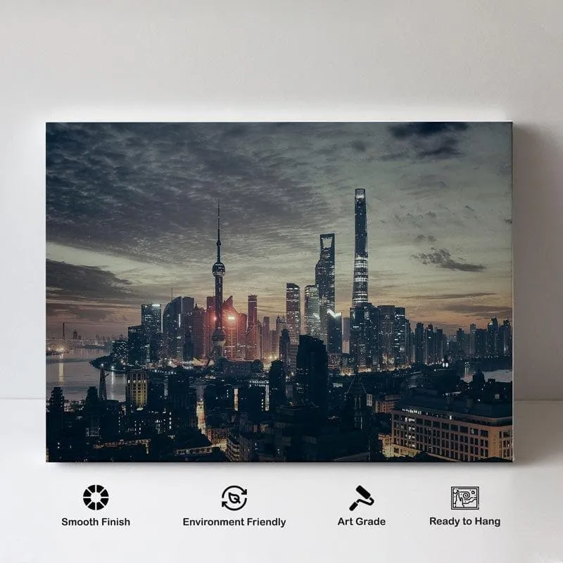 Shanghai Skyline Canvas Wall Painting - Gallery Wrap media 4