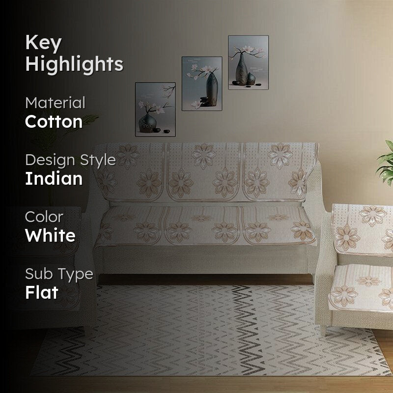 Mitha Floral Sofa Cover (Off White) media 2