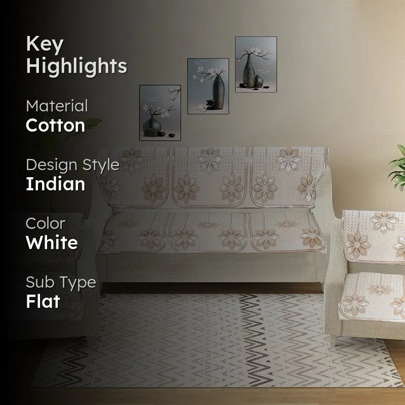 Mitha Floral Sofa Cover (Off White) media 2