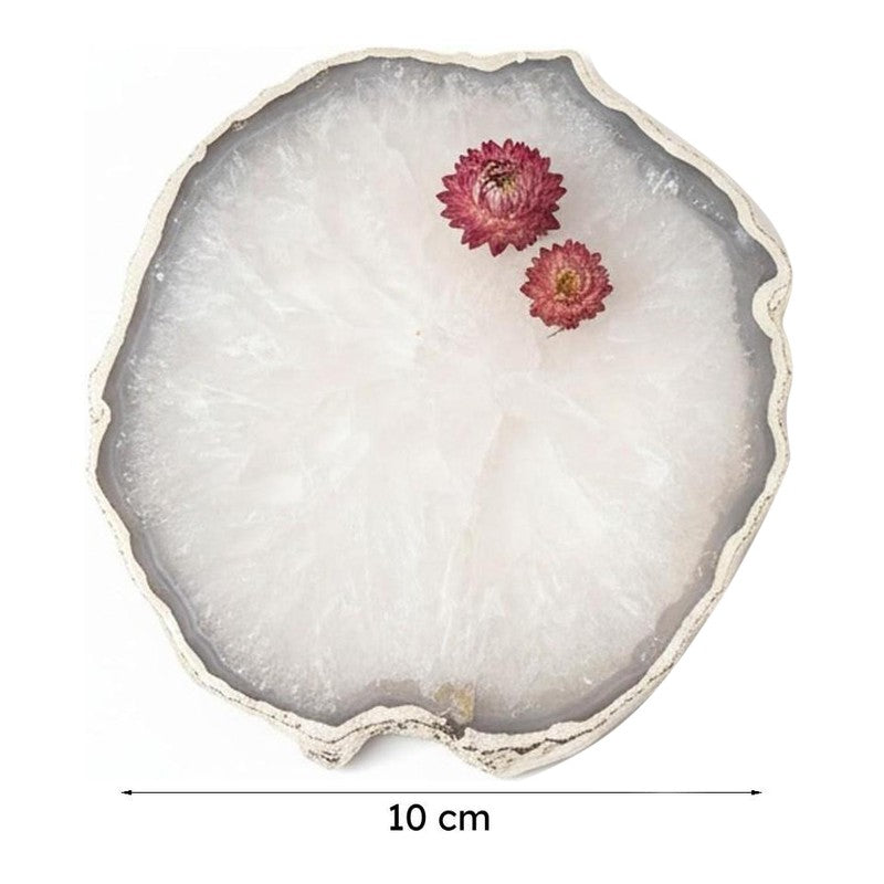 Byrona Handcrafted Crystal Agate Coaster (White) - Set Of Two media 6