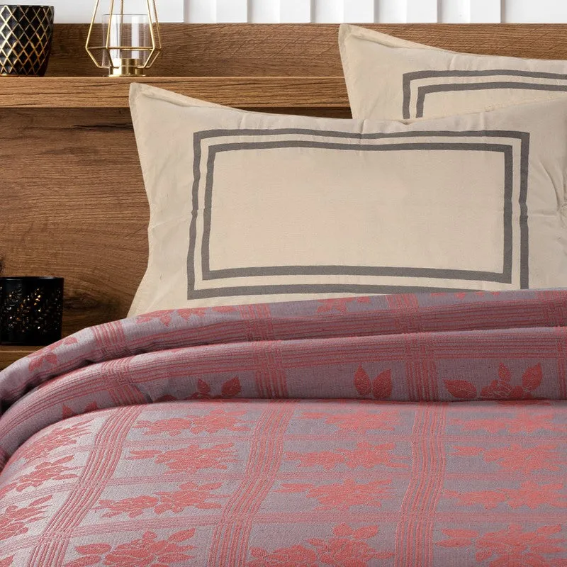 Petal Grid Cotton Bedsheet (Pink) - 224 TC media 4