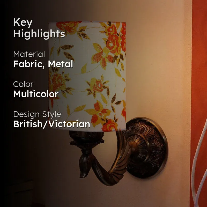 Amro Retro Ibis Flora Cylindrical Fabric & Metal Wall Lamp media 2