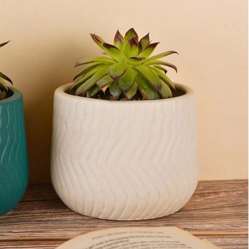 Plateo Wave Planter (Teal & White) - Set Of Two media 2