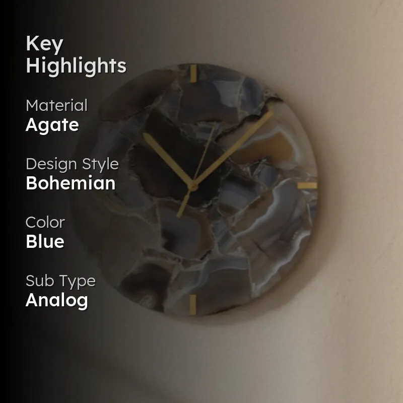 Obelia Handcrafted Agate Wall Clock - Aqua media 2