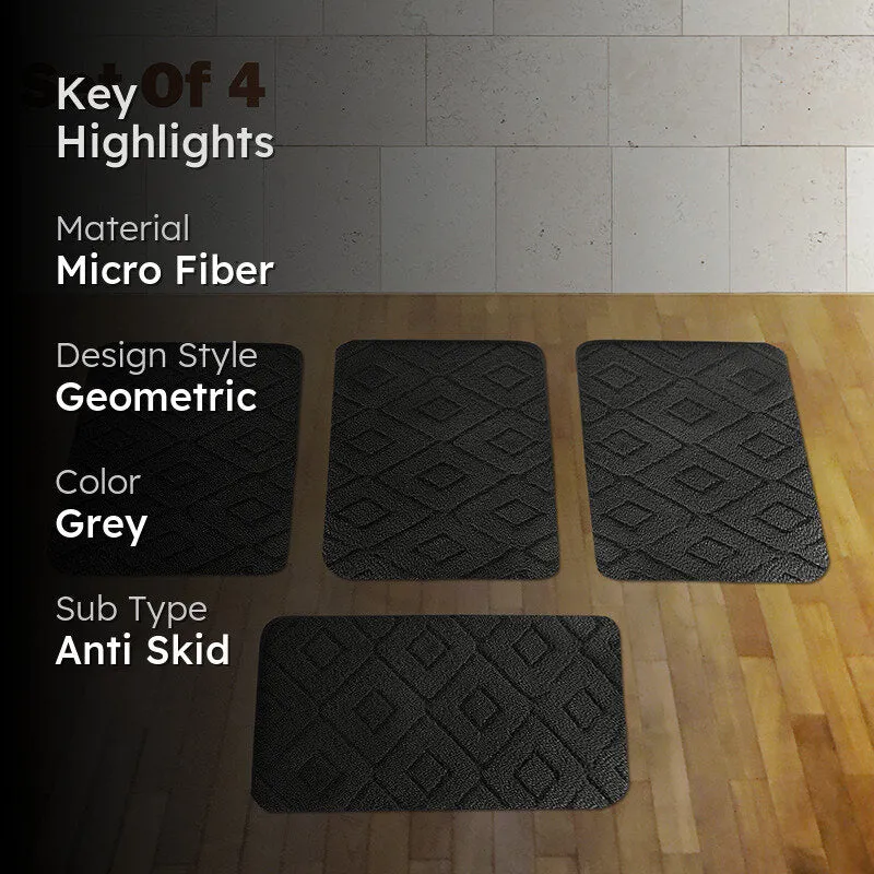 Zella Anti Skid Bath Mat (Dark Grey) - Set Of Four media 2