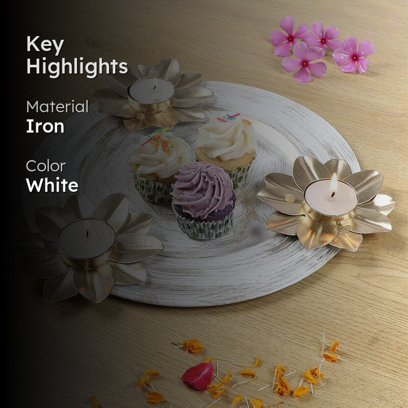 Áine Tealight Candle Holder With Platter (White) - Four Piece Set media 2
