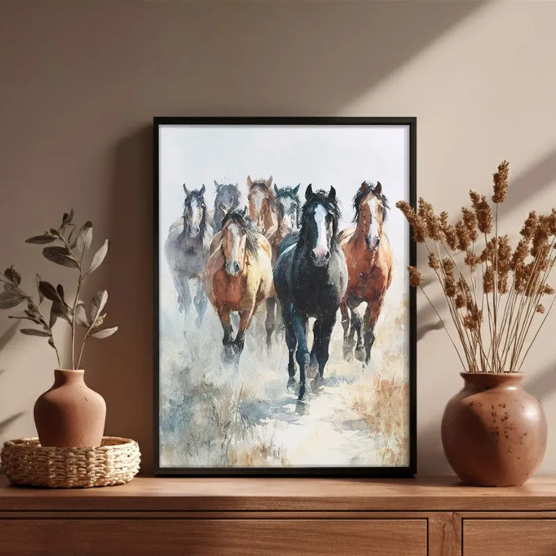 Running Horse Symphony Wall Painting With Black Frame media 6