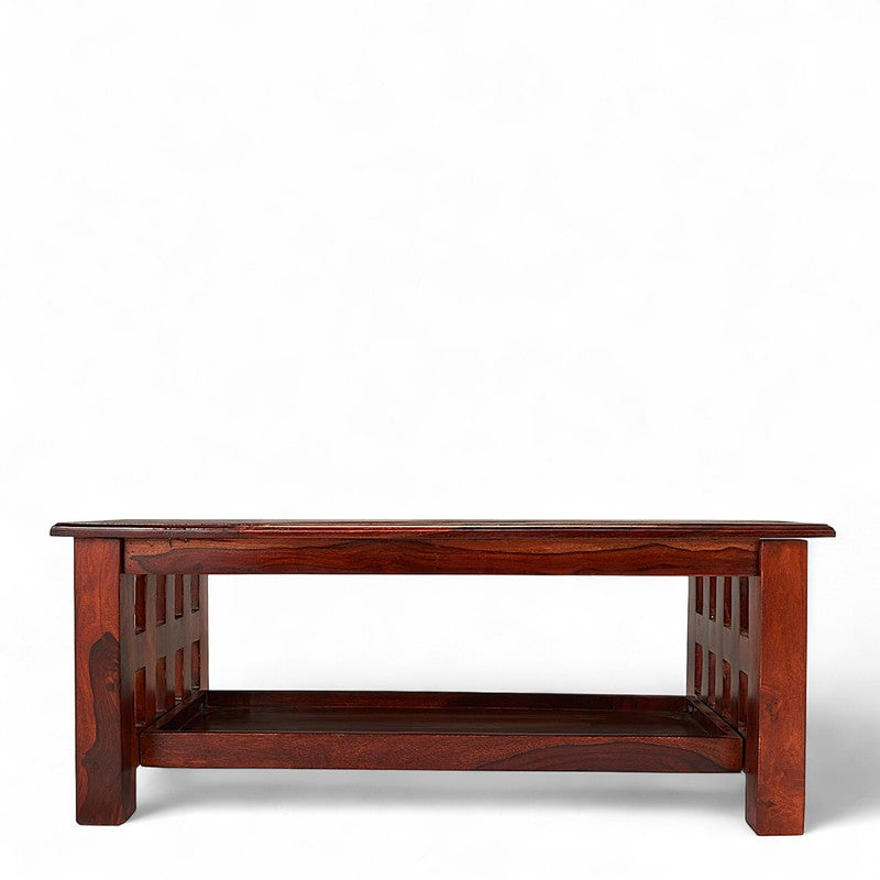 Brenox Sheesham Wooden Center Table - Deep Brown media 4