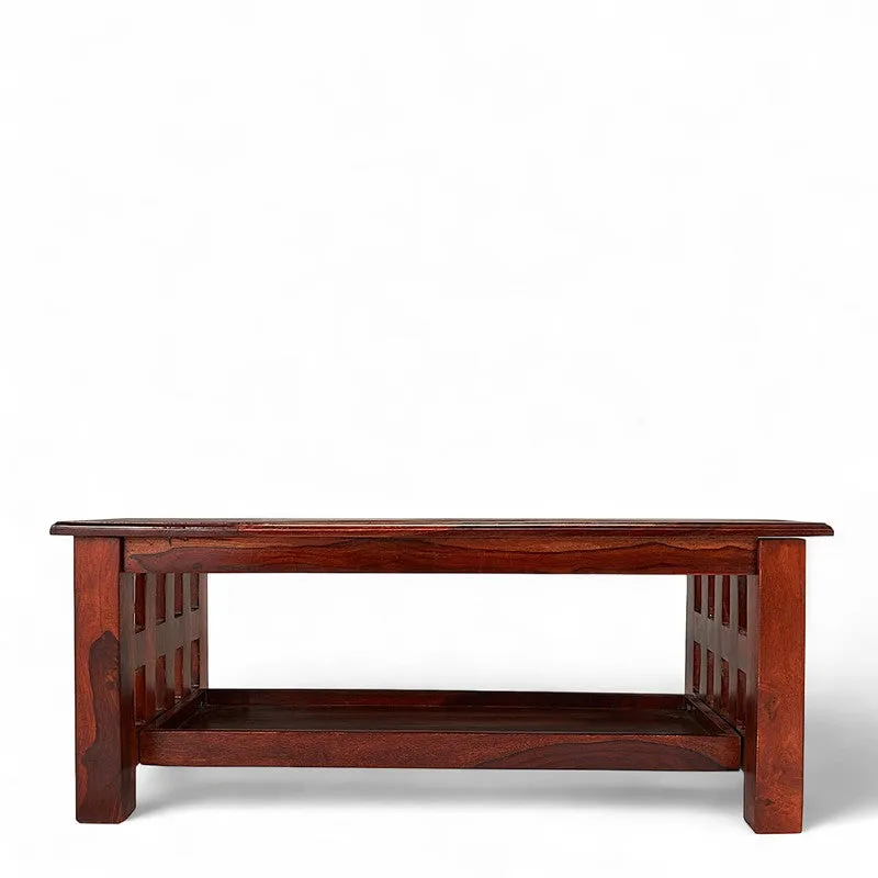 Brenox Sheesham Wooden Center Table - Deep Brown media 4