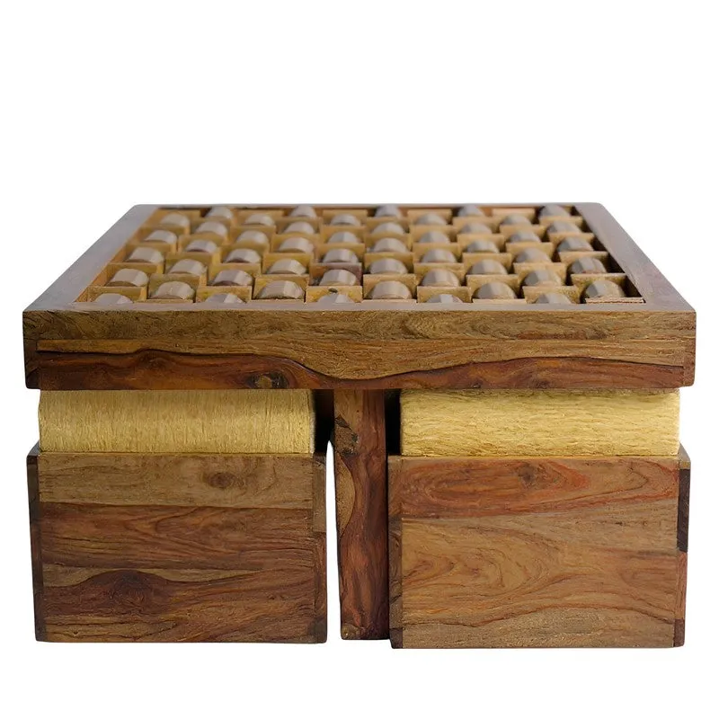 Delvex Sheesham Wooden Center Table with Stools and Cushions (Brown) - Nine Piece Set media 4