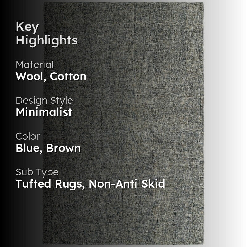 Handloom Hand Tufted Harmony Wool Rug - Blue & Brown media 2