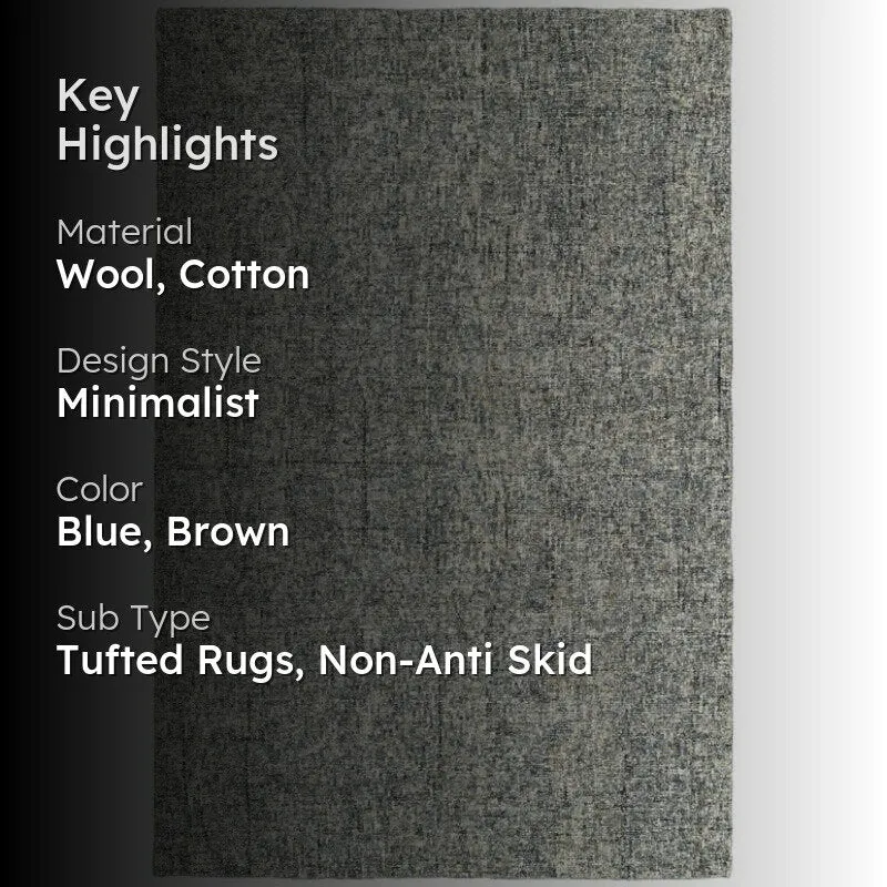 Handloom Hand Tufted Harmony Wool Rug - Blue & Brown media 2