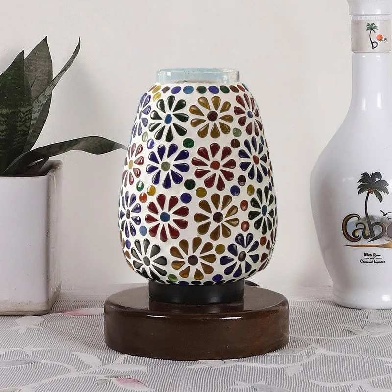 Flarewin Glass Table Lamp With Wooden Base - Multicolor media 4