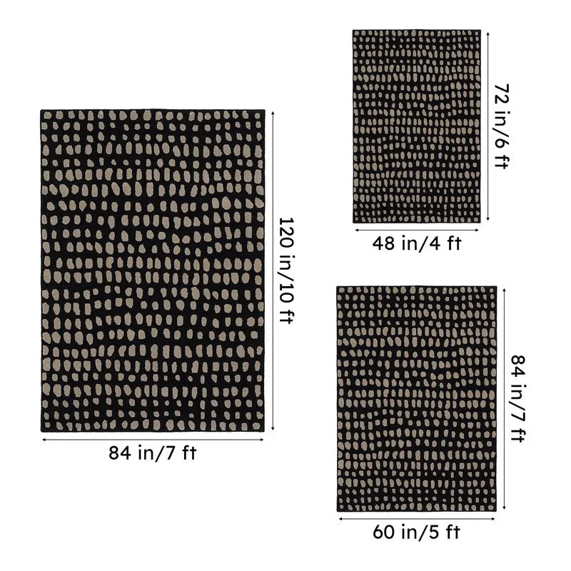 Elatus Hand Tufted Abstract Wool & Nylon Carpet - Black media 15