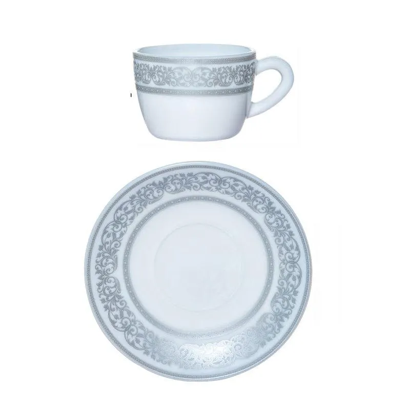 Aari Ethnic Grey Cup & Saucer (130 ML) - Twelve Piece Set media 5