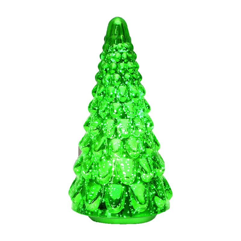 Vibrant Pine Xmas Tree Glass Table Lamp - Green media 4