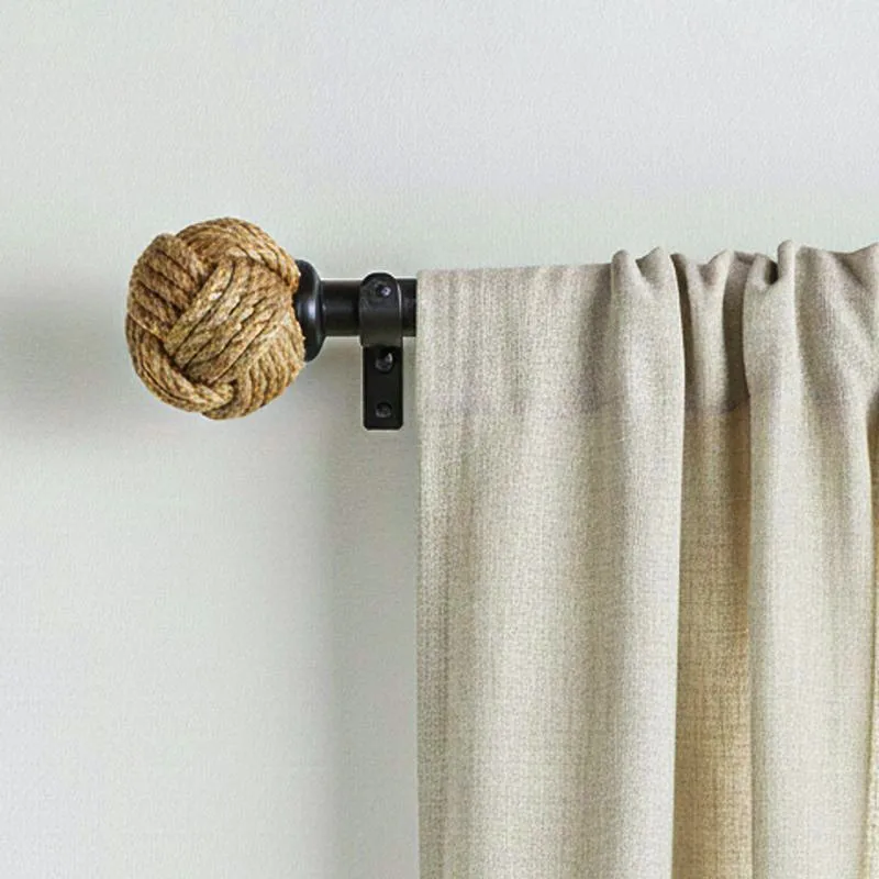 Archiron Extendable 1" Single Curtain Rod With Round Finial & Brackets media 1