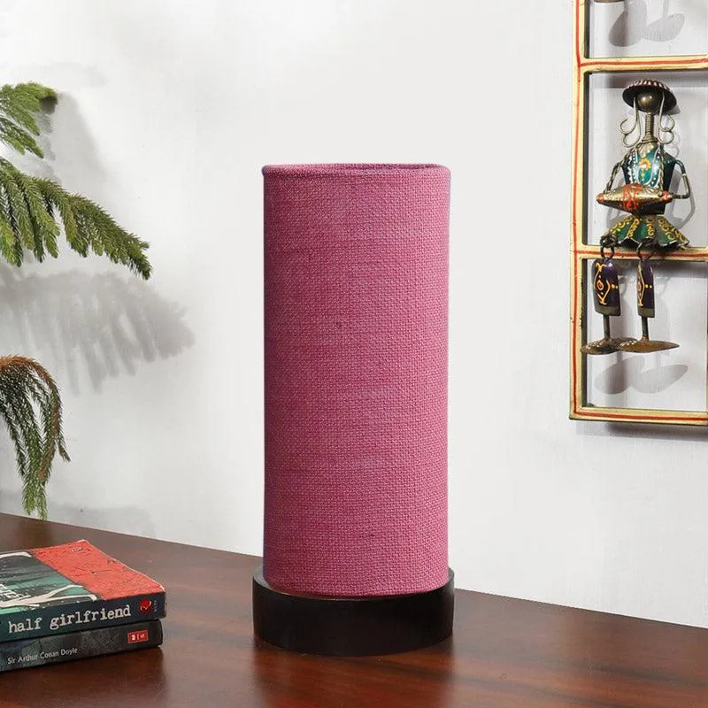 Mirza Tower Wooden Table Lamp With Jute Shade - Pink,Black media 3