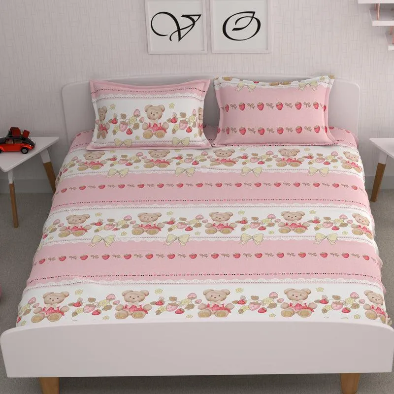 Teddy Love Printed Microfiber Bedsheet - 180 GSM media 1