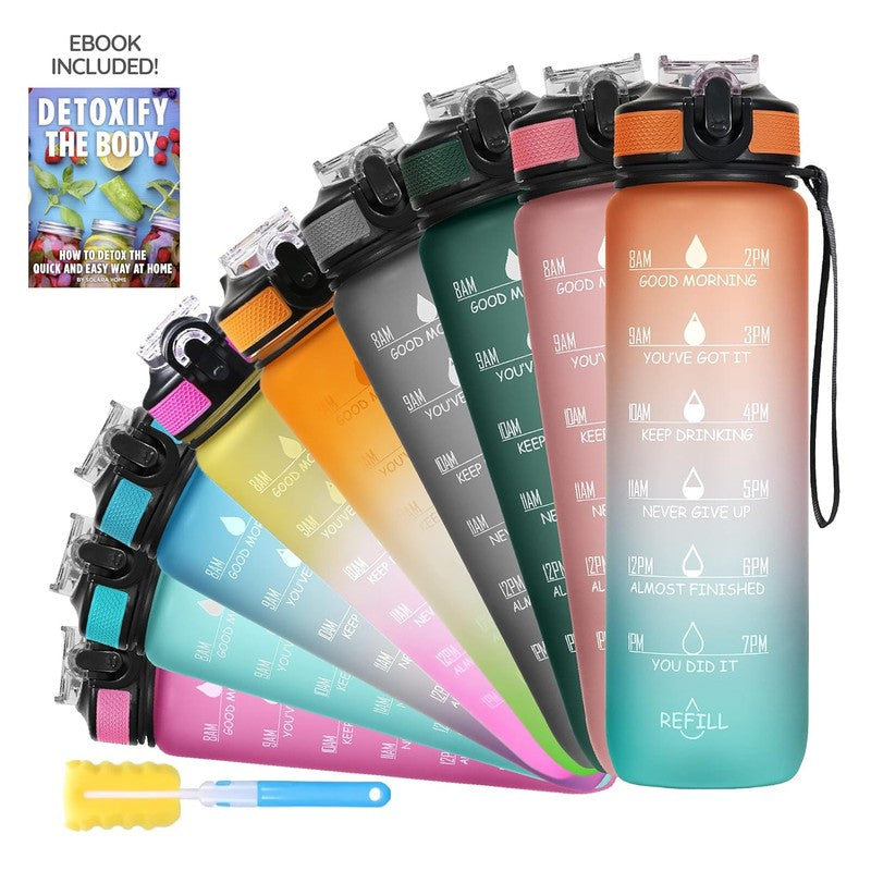 Solara Sportiq Plastic Water Bottle (1000 mL) - Orange,Blue media 7
