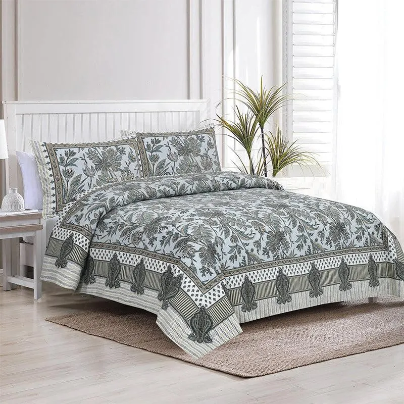 Mohitaa Printed Cotton Bedsheet (Green) - 160 TC media 1