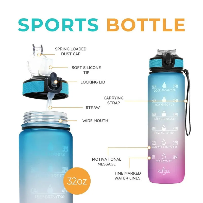 Solara Sportiq Plastic Water Bottle (1000 mL) - Blue,Purple media 3