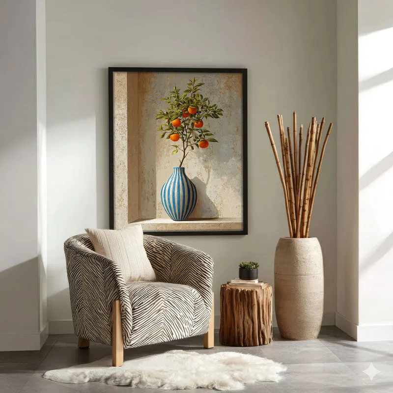 Amber Orchard Canvas Wall Painting - Black Frame media 4