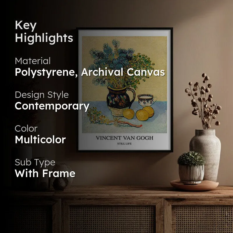 Still Life Vincent Van Gogh Archival Canvas Wall Painting - Black Frame media 2
