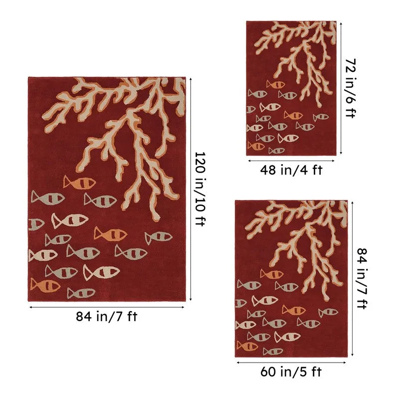 Coral Hand Tufted Cove Kids Wool & Nylon Carpet - Maroon media 15