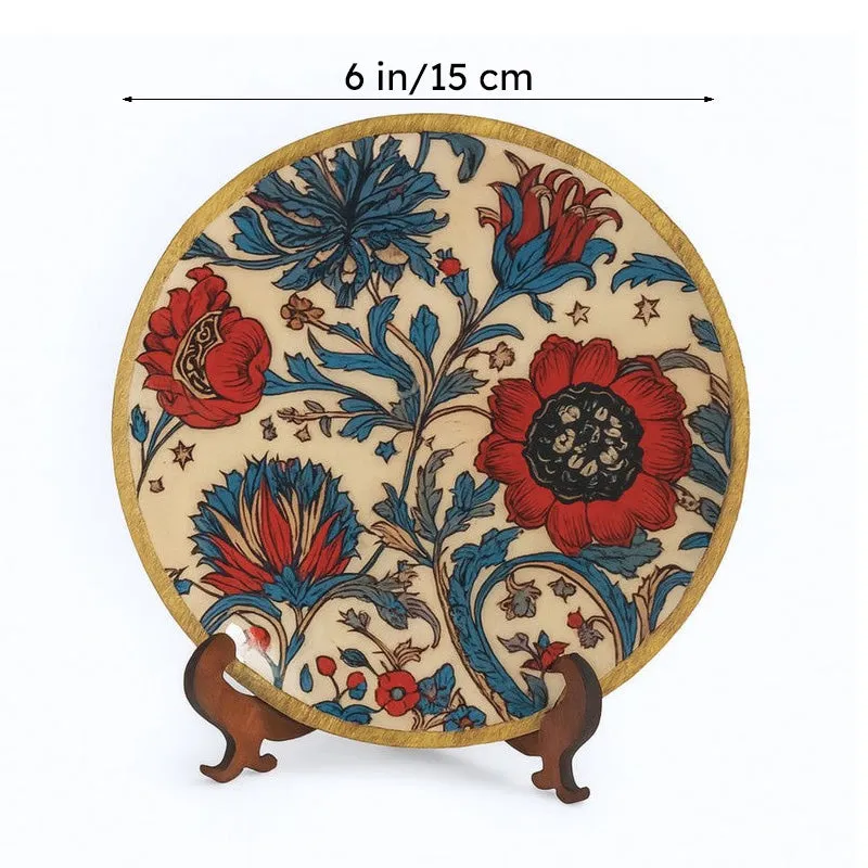 Classic Floral Wooden Wall Plate with Stand media 6