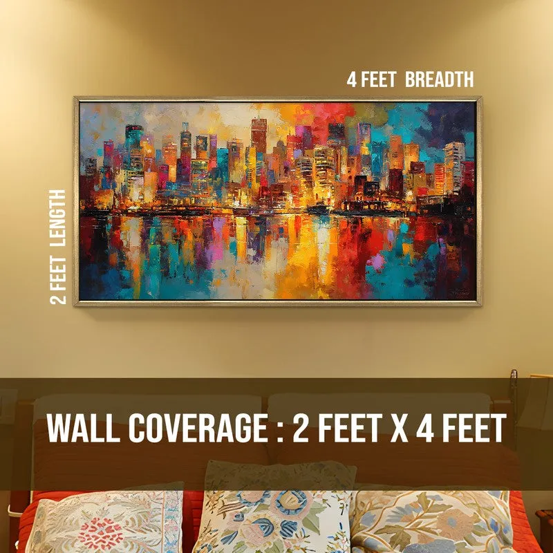 Nightfall City Canvas Wall Painting With Frame media 8