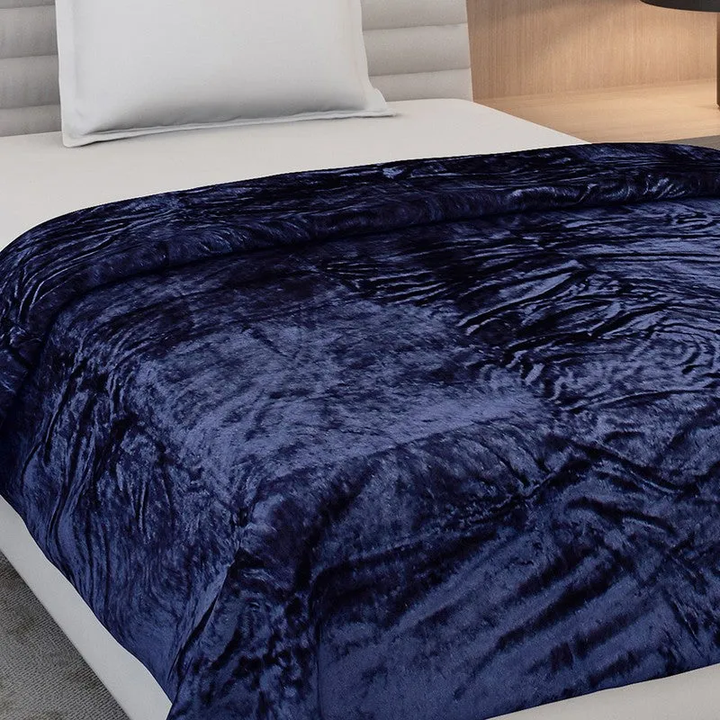 Monte Carlo Luxora Solid Polyester Blanket (Navy Blue) - 300 GSM media 5