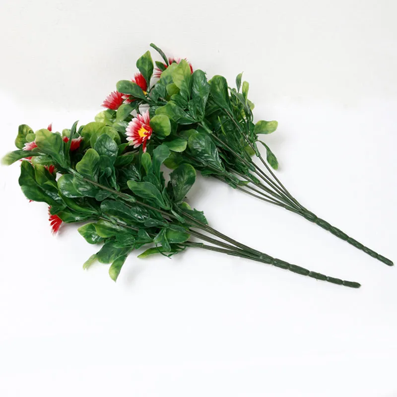 Faux Red Daisy Bunch - Set Of Two media 3