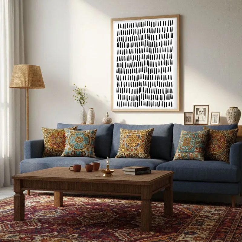 Ink & Doodle Framed Canvas Archival Canvas Wall Painting - Natural Brown Frame media 3