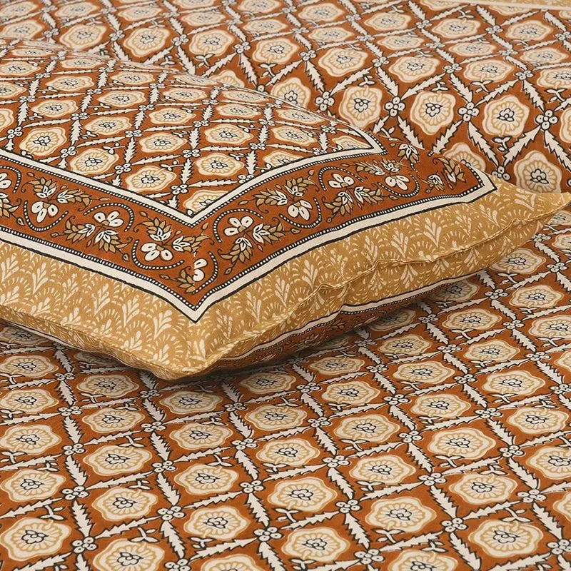 Opala Printed Cotton Bedsheet (Brown) - 160 TC media 4
