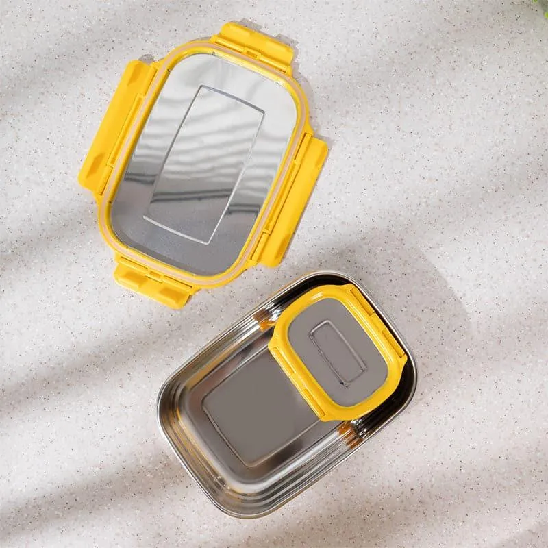 Vidora Yellow Stainless Steel Lunch Box (775/150 mL) - Two Piece Set media 5