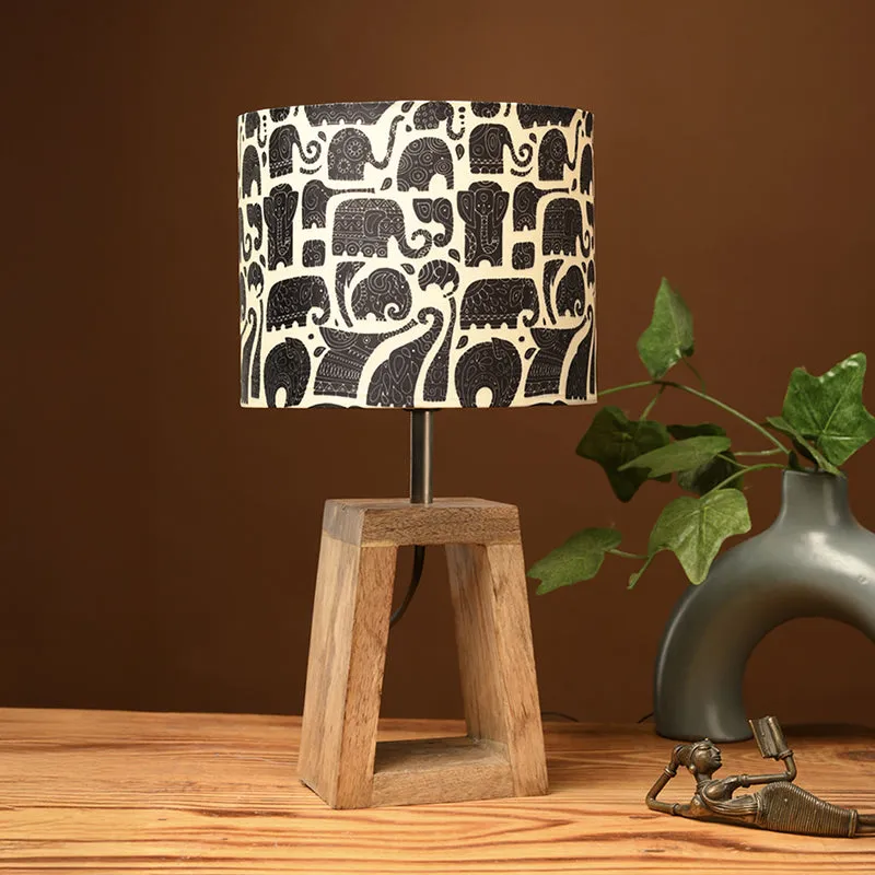 Elephanta Fabric Table Lamp - Black,Brown media 2