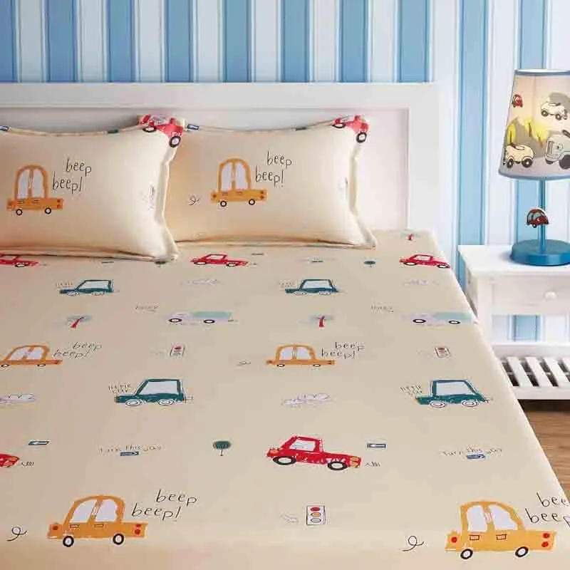 The Honking Cars Cotton Bedsheet  - 210 TC media 1