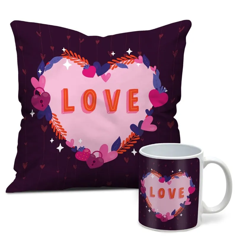 Heart Ballon Cushion Cover & Mug (300 ML) - Two Piece Set media 3
