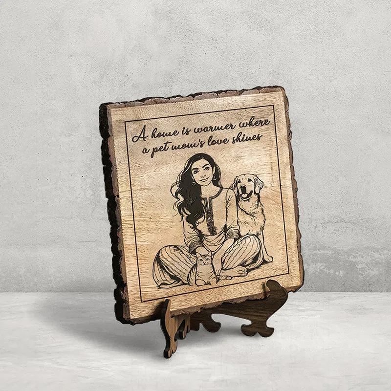 Pet Mom's Love Wood Showpiece - Square media 3