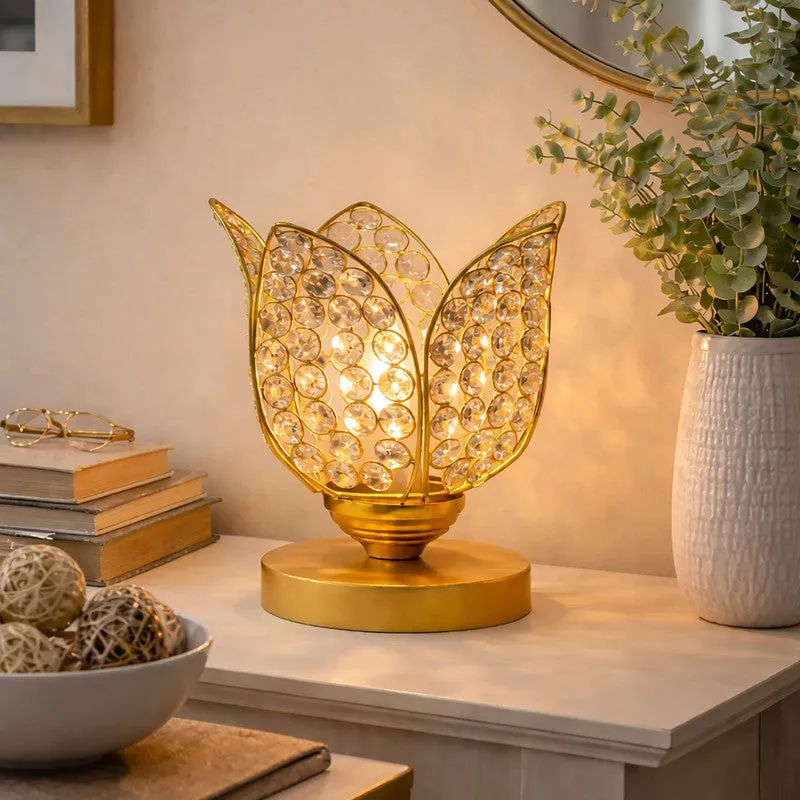 Floral Culture Metal Table Lamp - Gold media 3