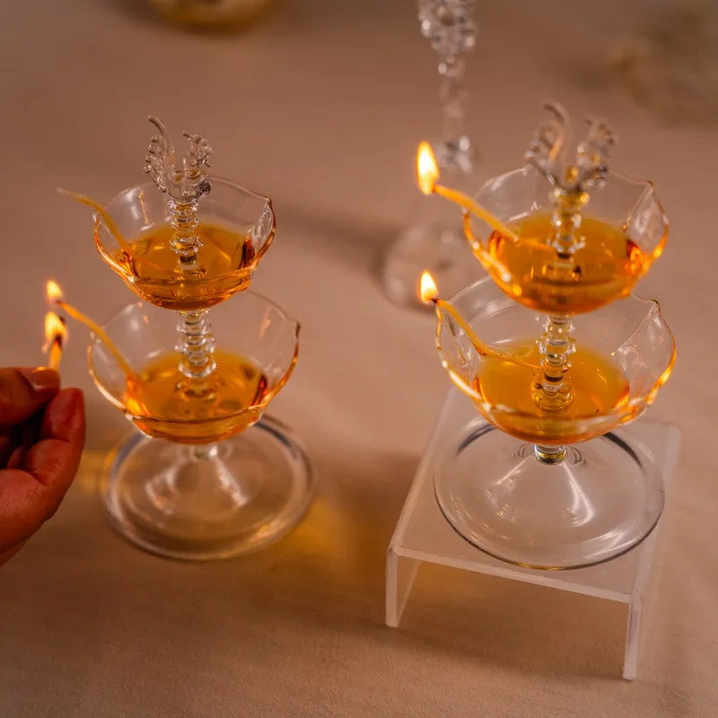 HaloGlow Glass Diya - Set Of Two media 7