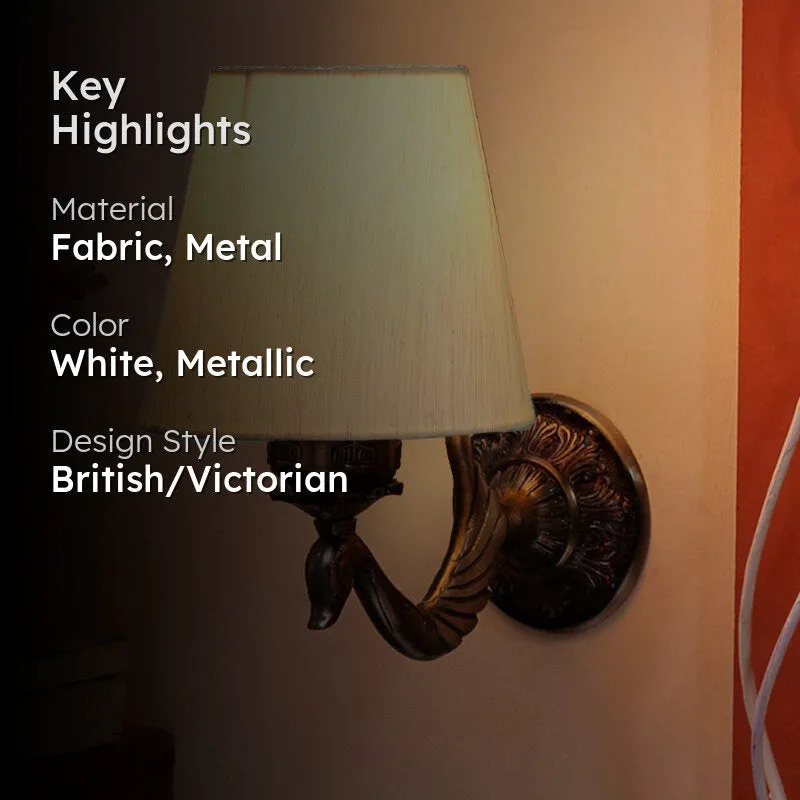 Amro Retro Conical Fabric & Metal Wall Lamp - Off White media 2