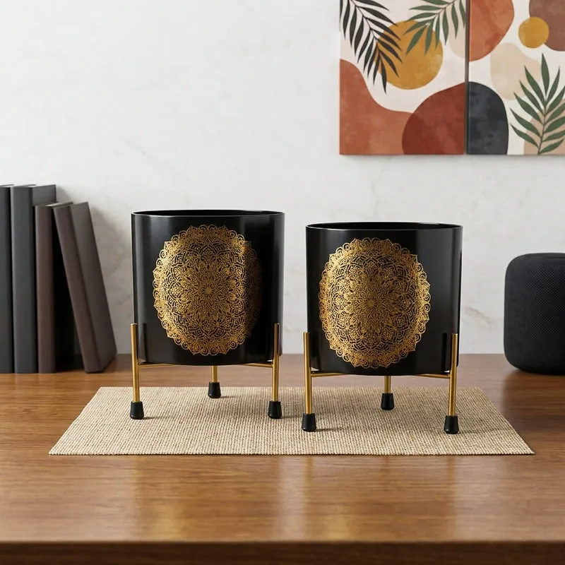 Root & Reside Metal Planters With Stand - Four Piece Set media 1