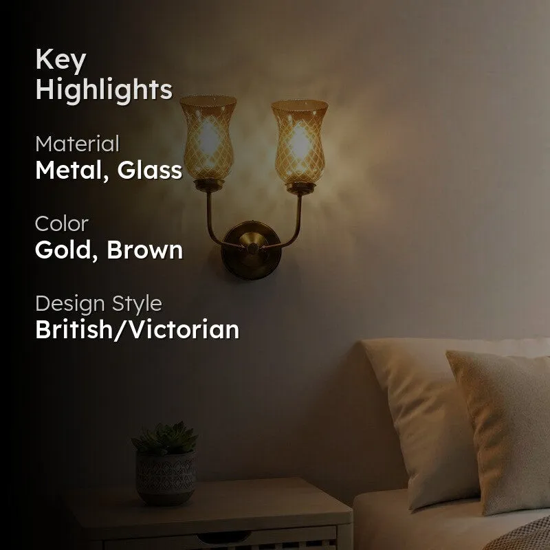 Honey Glow Twin Amber Glass Wall Lamp media 2