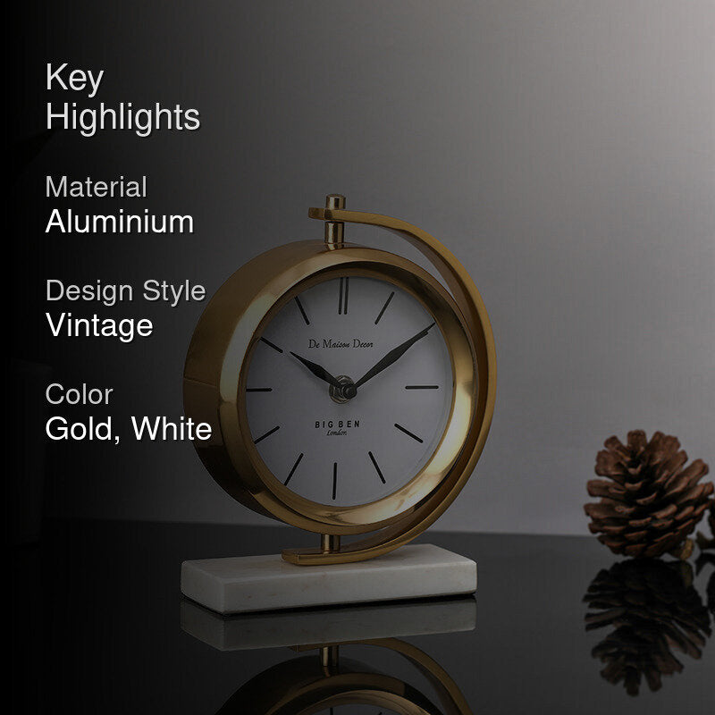 Clarrisa Table Clock - Gold & White media 2